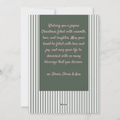 Classic Dark Green Stripes & Pink Bow Christmas シーズンカード (裏面)