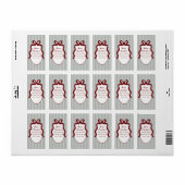 Classic Dark Green Stripes & Red Bow Christmas ラベル (フルシート)