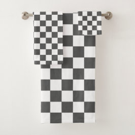 Classic dark grey checkerboard バスタオルセット