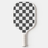 Classic dark grey checkerboard ピックルボールラケット (正面)