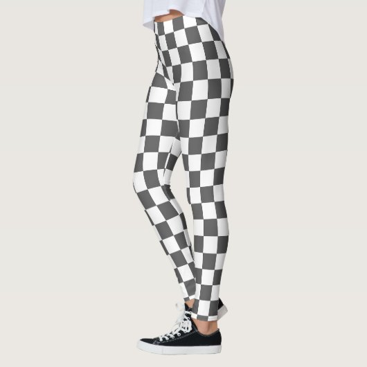 Classic dark grey checkerboard レギンス (左)