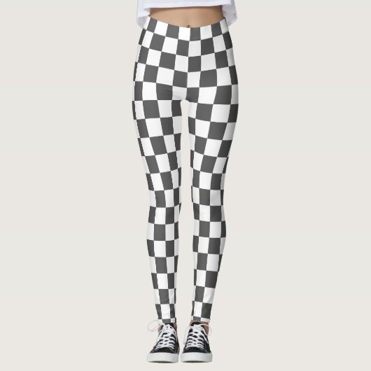 Classic dark grey checkerboard レギンス (正面)