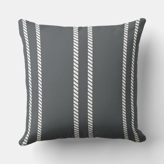 Classic Dark Grey with Stripes Throw Pillow クッション (裏面)