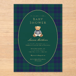 Classic Dark Plaid Baby Shower Acrylic Invitation アクリル招待状