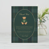 Classic Dark Plaid Lauren Inspired Baby Shower サンキューカード (スタンド正面)