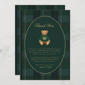 Classic Dark Plaid Lauren Inspired Baby Shower サンキューカード (正面/裏面)