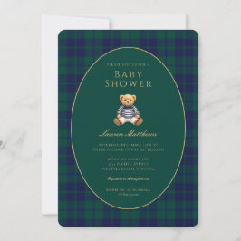 Classic Dark Plaid Lauren Inspired Baby Shower  招待状