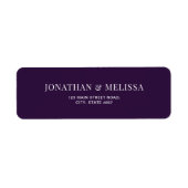Classic Dark Purple Typography Wedding Address ラベル (正面)