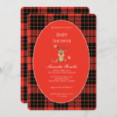 Classic Dark Red Plaid Baby Shower Invitation 招待状 (正面/裏面)