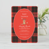 Classic Dark Red Plaid Baby Shower Invitation 招待状 (スタンド正面)