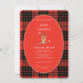 Classic Dark Red Plaid Baby Shower Invitation 招待状 (正面)