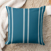 Classic Dark Teal with Stripes Throw Pillow クッション (ブランケット)
