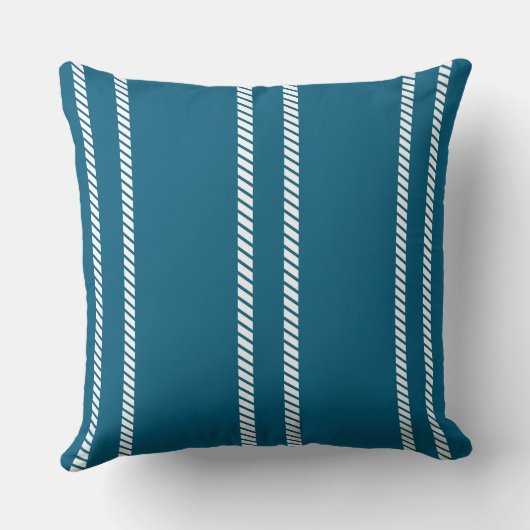 Classic Dark Teal with Stripes Throw Pillow クッション (裏面)