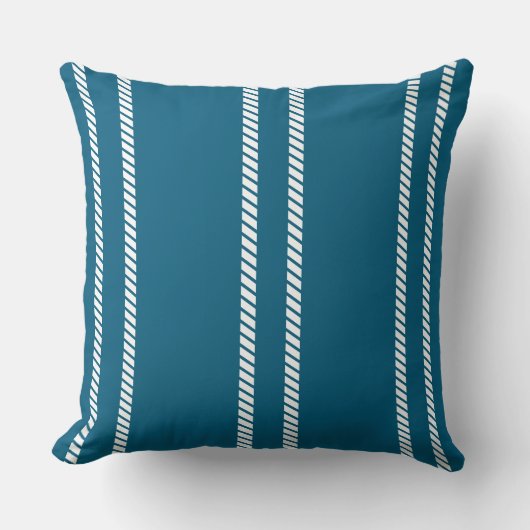 Classic Dark Teal with Stripes Throw Pillow クッション (正面)