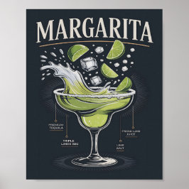 Classic Dark Tequila Margarita Splash Graphic ポスター