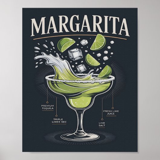 Classic Dark Tequila Margarita Splash Graphic ポスター (正面)