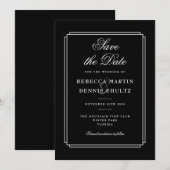 Classic Deco | 白黒のSave the Date セーブザデート (正面/裏面)