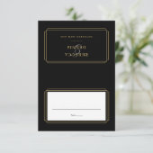 Classic Deco Black and Gold Wedding Place Card 招待状 (スタンド正面)