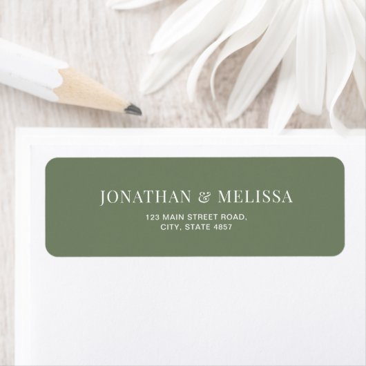 Classic Deep Sage Green Typography Wedding Address ラベル (インサイチュ)