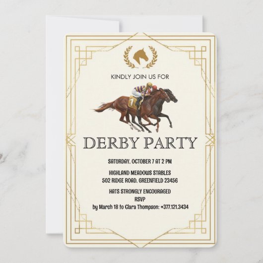 Classic Derby Horse Racing Invite 招待状 (正面)