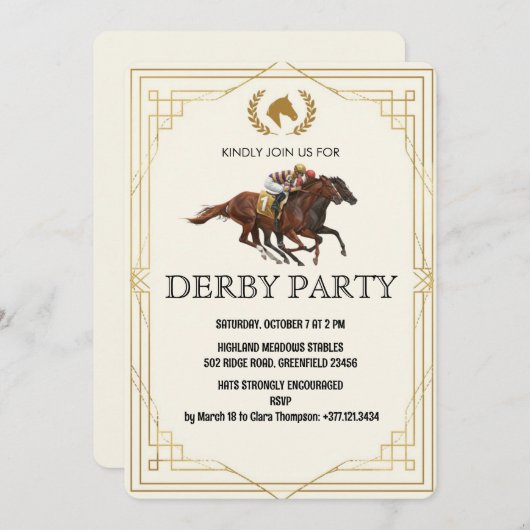 Classic Derby Horse Racing Invite 招待状 (正面/裏面)