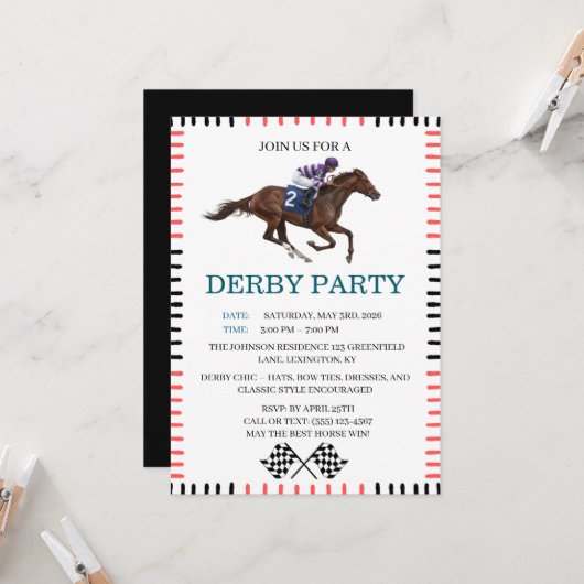 Classic Derby Party Horse Racing Invitation 招待状 (正面/裏面インサイチュ)