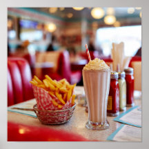 Classic Diner Food - Milkshake & Fries Table