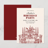 Classic Dining table birthday 招待状 (正面/裏面)