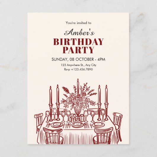 Classic Dining table birthday 招待状 (正面)