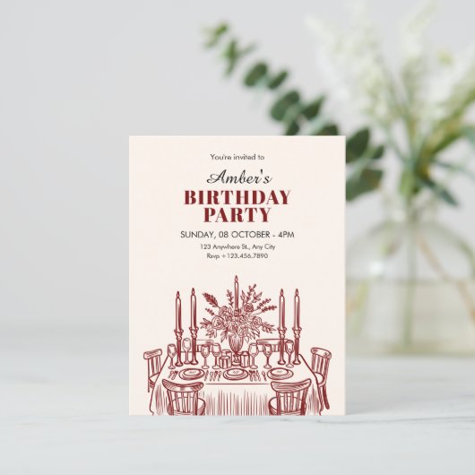 Classic Dining table birthday 招待状 (スタンド正面)