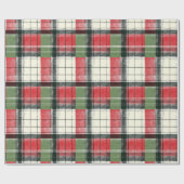 Classic distressed green and red plaid ラッピングペーパー (フラット)