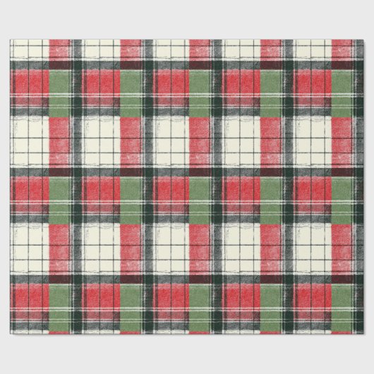 Classic distressed green and red plaid ラッピングペーパー (シーム)