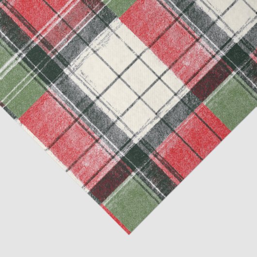 Classic distressed green and red plaid 薄葉紙 (詳細)