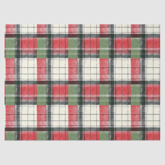Classic distressed green and red plaid 薄葉紙 (正面)