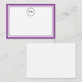 Classic Dotted Frame withe Initials & Purple ノートカード (正面/裏面)