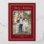 Classic Double Border Cranberry 2 Photo 箔シーズンカード (正面)