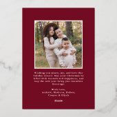 Classic Double Border Cranberry 2 Photo 箔シーズンカード (裏面)