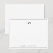 Classic Double Border Elegant Couple Monogram ノートカード (正面/裏面)