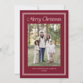 Classic Double Border Frame Cranberry 2 Photo シーズンカード (正面)