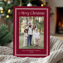 Classic Double Border Frame Cranberry 2 Photo シーズンカード