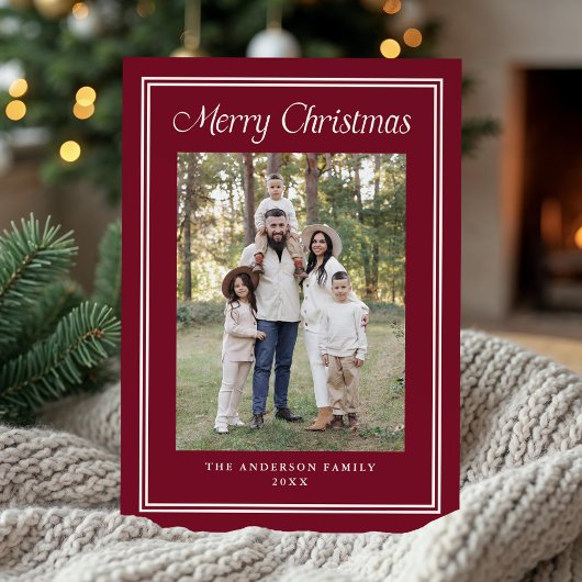 Classic Double Border Frame Cranberry 2 Photo シーズンカード
