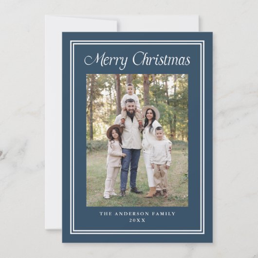 Classic Double Border Frame Navy 2 Photo シーズンカード (正面)