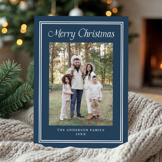 Classic Double Border Frame Navy 2 Photo シーズンカード