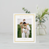 Classic Double Border Photo Layout Christmas 箔シーズンポストカード (立ち正面)