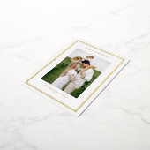 Classic Double Border Photo Layout Christmas 箔シーズンポストカード (回転した状態)