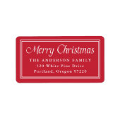 Classic Double Border Red Christmas Return Address ラベル (正面)