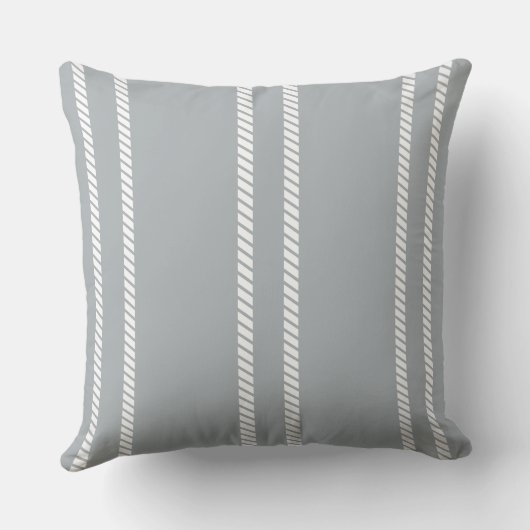 Classic Dove Grey with Stripes Throw Pillow クッション (裏面)