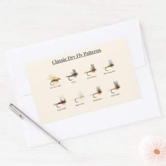 Classic Dry Fly Patterns Sticker – 8 Patterns 長方形シール