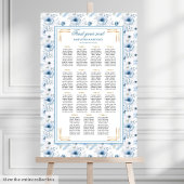 Classic Dusty Blue Boho Gold Glitter Seating Chart ポスター