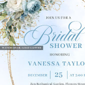 Classic Dusty Blue Floral Eucalyptus Bridal Shower 招待状